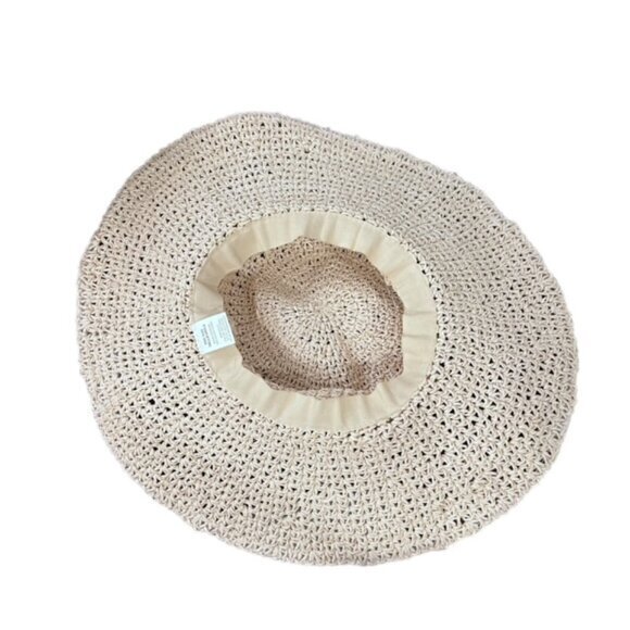 Boho Wide Brim Sun Hat Beaded Brim Trim Beach Pool Vacation Travel Cottage Coast - Picture 4 of 12